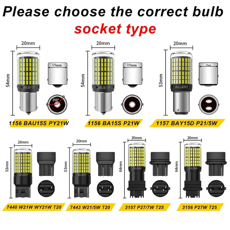 1x P21W PY21W Auto-LED-Birne Ba15s 1156 Bau15s T20 WY21W W21W 7443 Hochleistungs-LED-Signalleuchte Canbus Kein Fehler Auto-Rückfahrscheinwerfer