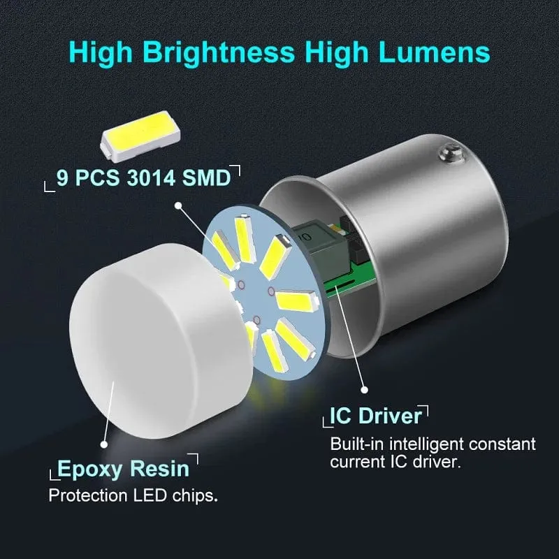 1X P21W 5W LED Birne 1156 1157 BA15S BAU15S BAY15D Led Auto Signal Lampe R5W R10W DRL Tagfahrlicht 12V Auto Weiß Rot