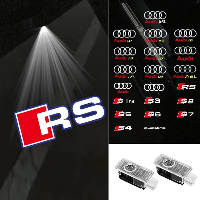 2 Stücke Led Autotür Willkommen Lichter Für Audi Sline S3 S5 TT A4 B7 B8 B9 A3 8P 8V 8L A5 A6 C6 C5 C7 A1 Q3 Q7 Q5 Logo Projektor Lampe