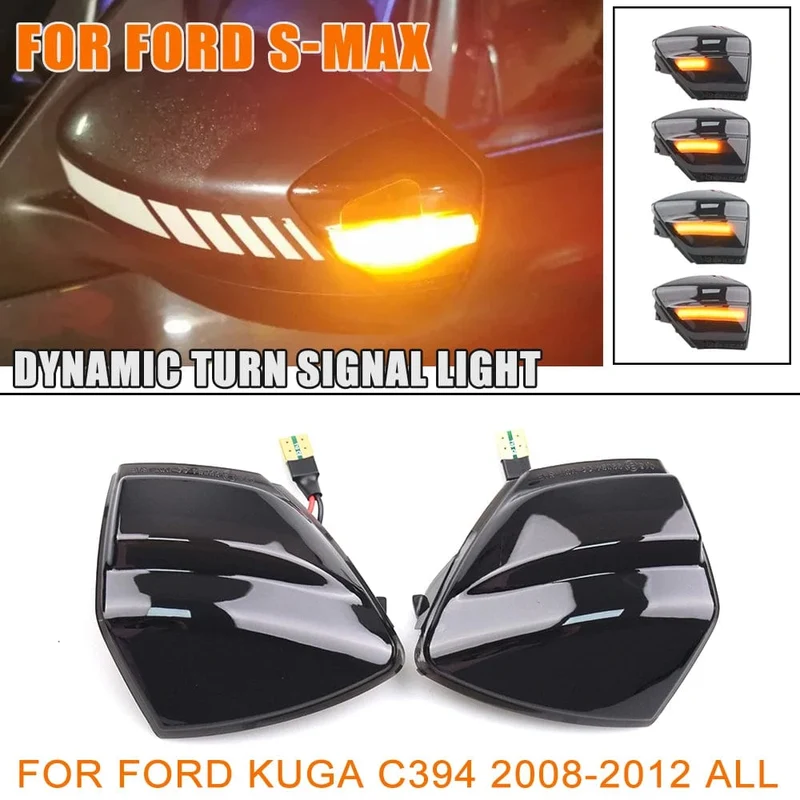2X Für Ford S-Max 07-14 Kuga C394 08-12 C-Max 11-19 LED dynamische Blinker Licht Seite Spiegel Sequentielle Blinker Anzeige Lampe