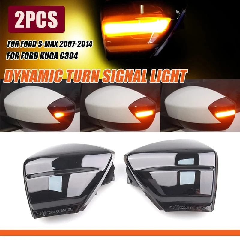 2X Für Ford S-Max 07-14 Kuga C394 08-12 C-Max 11-19 LED dynamische Blinker Licht Seite Spiegel Sequentielle Blinker Anzeige Lampe