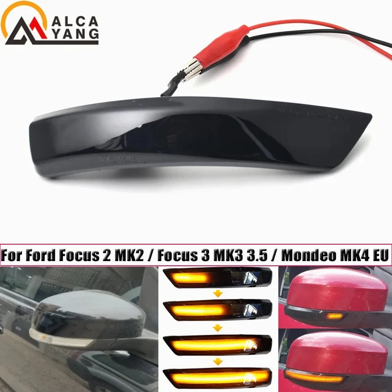 Bernstein LED Dynamische Blinker Seite Marker Sequtntial Licht Anzeige Lampe Für Ford Focus 2 MK2 Focus 3 MK3 3.5 Für mondeo MK4 EU