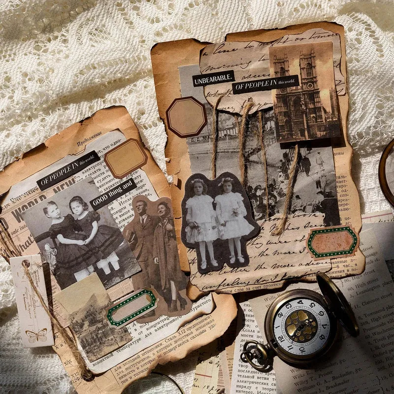 Journamm 100 Stück/Packung Vintage Scrapbooking Light Paper Kit DIY Junk Journal Collage Briefpapier Hintergrund Dekor Materialien Papier