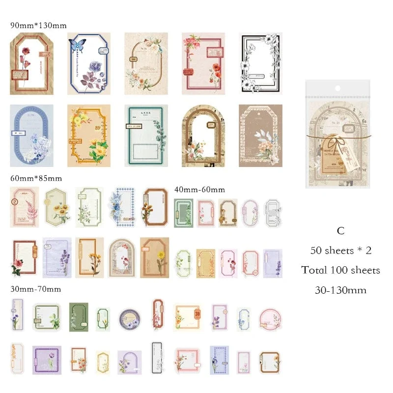 Journamm 100 Stück/Packung Vintage Scrapbooking Light Paper Kit DIY Junk Journal Collage Briefpapier Hintergrund Dekor Materialien Papier
