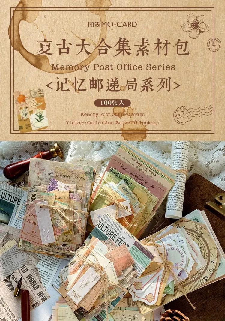 Journamm 100 Stück/Packung Vintage Scrapbooking Light Paper Kit DIY Junk Journal Collage Briefpapier Hintergrund Dekor Materialien Papier