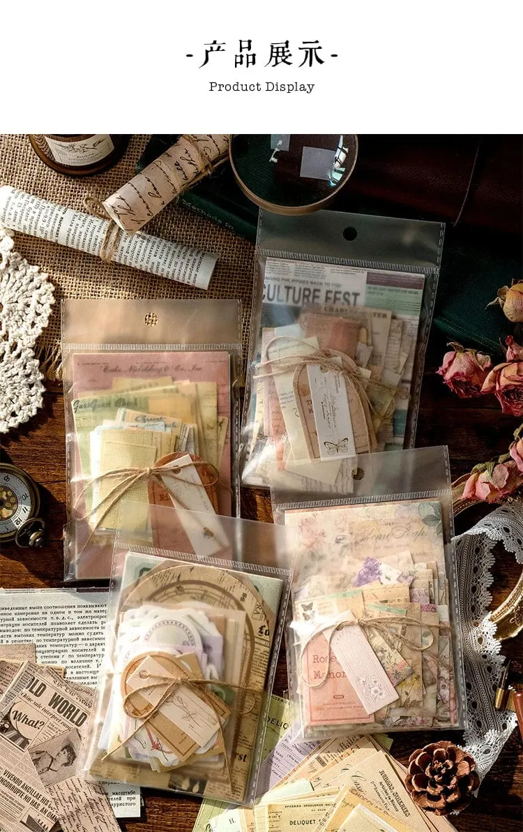 Journamm 100 Stück/Packung Vintage Scrapbooking Light Paper Kit DIY Junk Journal Collage Briefpapier Hintergrund Dekor Materialien Papier