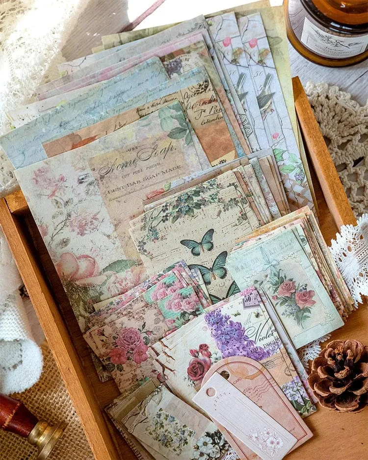Journamm 100 Stück/Packung Vintage Scrapbooking Light Paper Kit DIY Junk Journal Collage Briefpapier Hintergrund Dekor Materialien Papier