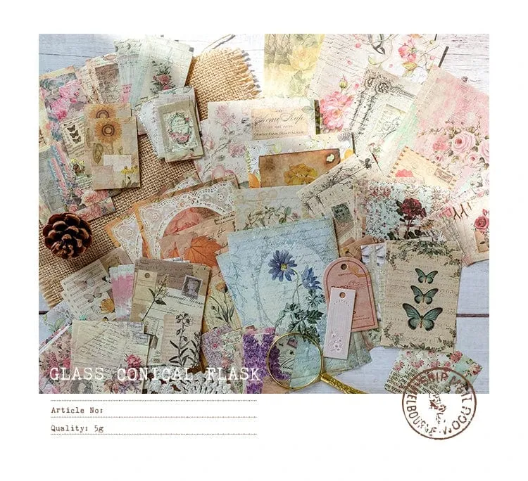 Journamm 100 Stück/Packung Vintage Scrapbooking Light Paper Kit DIY Junk Journal Collage Briefpapier Hintergrund Dekor Materialien Papier