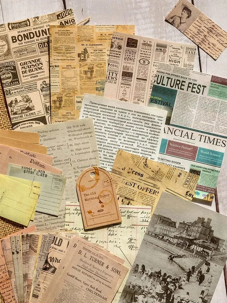 Journamm 100 Stück/Packung Vintage Scrapbooking Light Paper Kit DIY Junk Journal Collage Briefpapier Hintergrund Dekor Materialien Papier