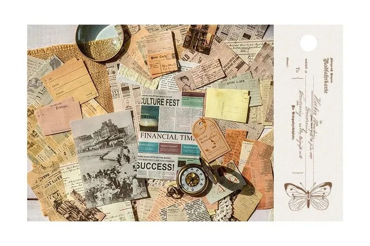 Journamm 100 Stück/Packung Vintage Scrapbooking Light Paper Kit DIY Junk Journal Collage Briefpapier Hintergrund Dekor Materialien Papier