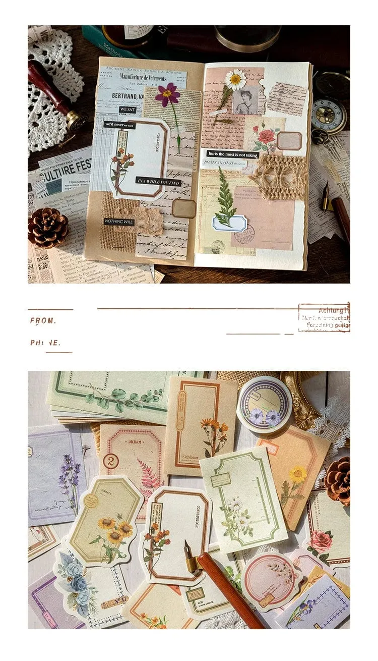 Journamm 100 Stück/Packung Vintage Scrapbooking Light Paper Kit DIY Junk Journal Collage Briefpapier Hintergrund Dekor Materialien Papier