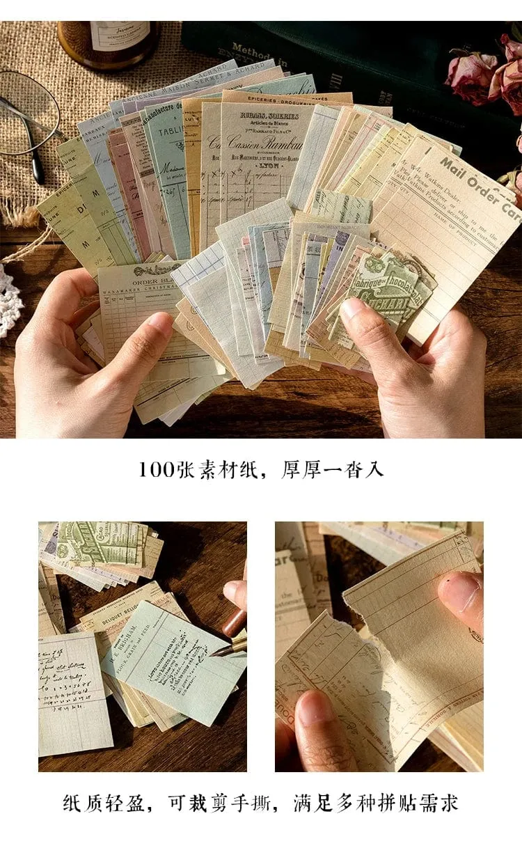 Journamm 100 Stück/Packung Vintage Scrapbooking Light Paper Kit DIY Junk Journal Collage Briefpapier Hintergrund Dekor Materialien Papier