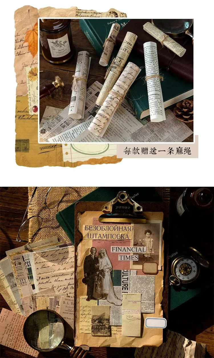 Journamm 100 Stück/Packung Vintage Scrapbooking Light Paper Kit DIY Junk Journal Collage Briefpapier Hintergrund Dekor Materialien Papier