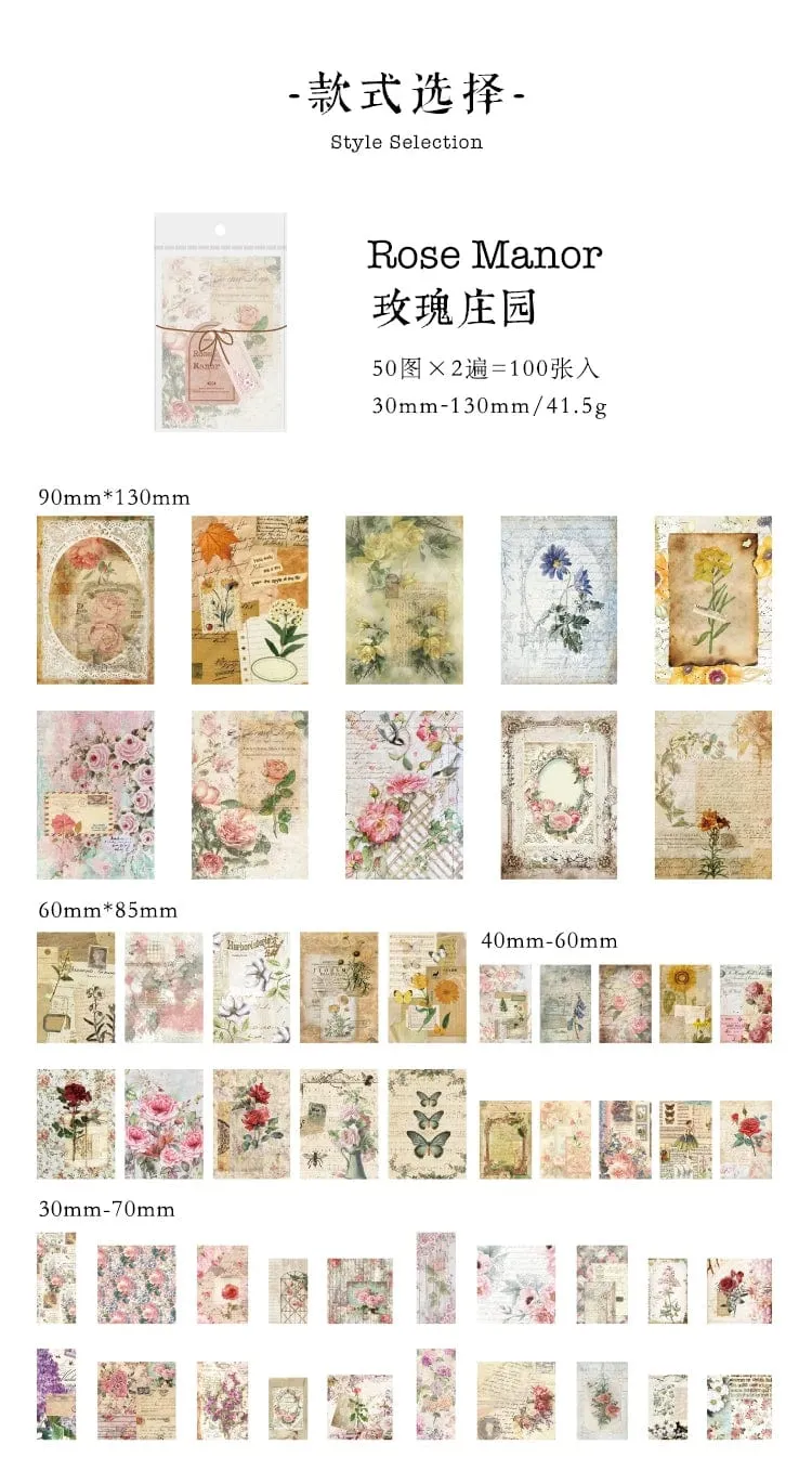 Journamm 100 Stück/Packung Vintage Scrapbooking Light Paper Kit DIY Junk Journal Collage Briefpapier Hintergrund Dekor Materialien Papier