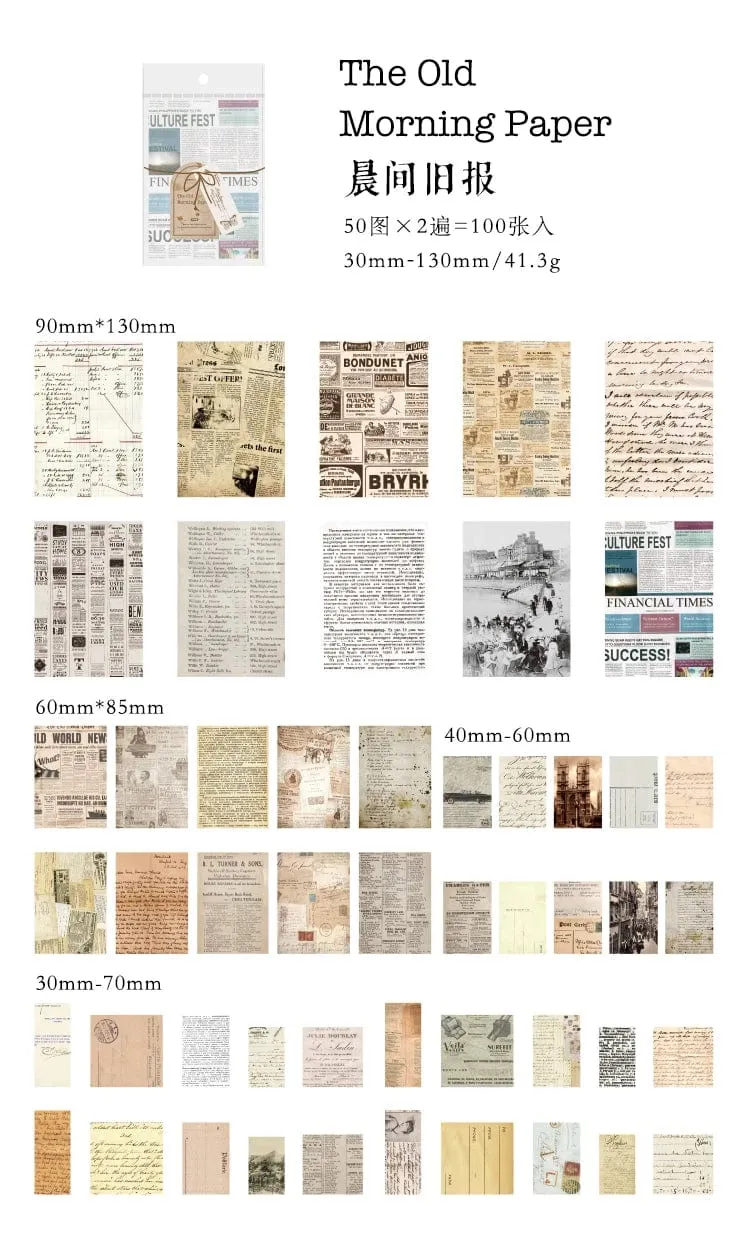 Journamm 100 Stück/Packung Vintage Scrapbooking Light Paper Kit DIY Junk Journal Collage Briefpapier Hintergrund Dekor Materialien Papier
