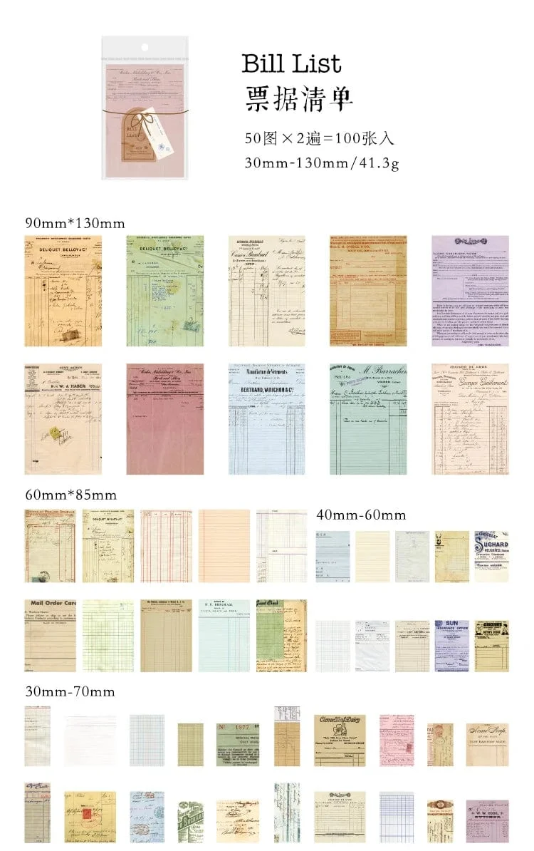 Journamm 100 Stück/Packung Vintage Scrapbooking Light Paper Kit DIY Junk Journal Collage Briefpapier Hintergrund Dekor Materialien Papier