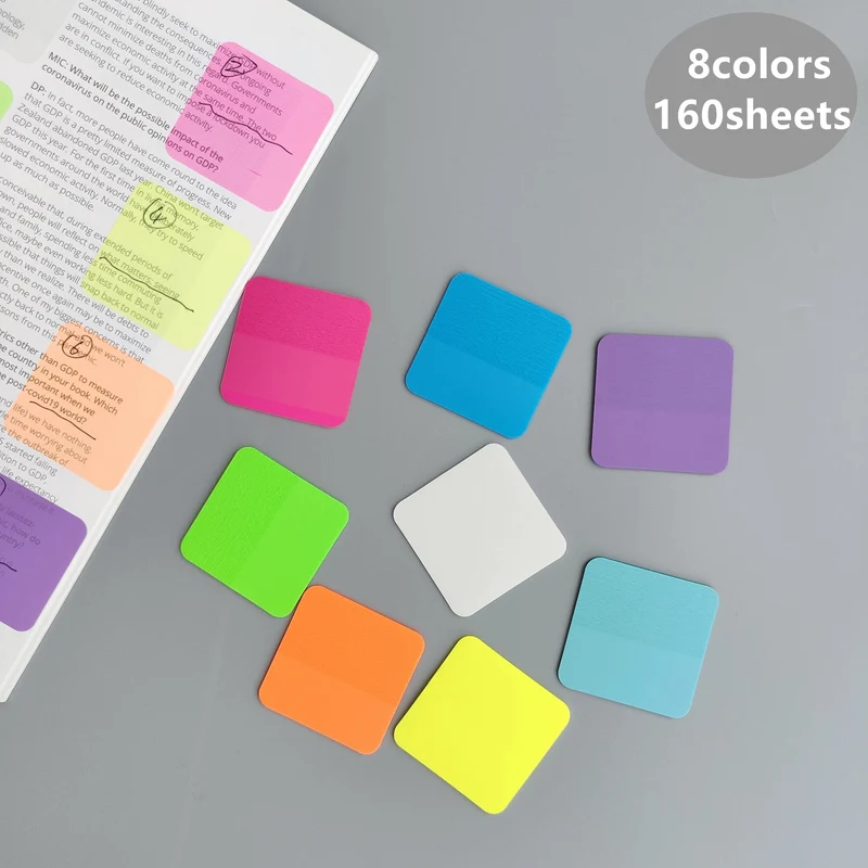 160 Blatt 8 Farben Transparente Haftnotizen Kratzer Aufkleber Notizblöcke Papier Klarer Notizblock Schulschreibwaren Bürobedarf