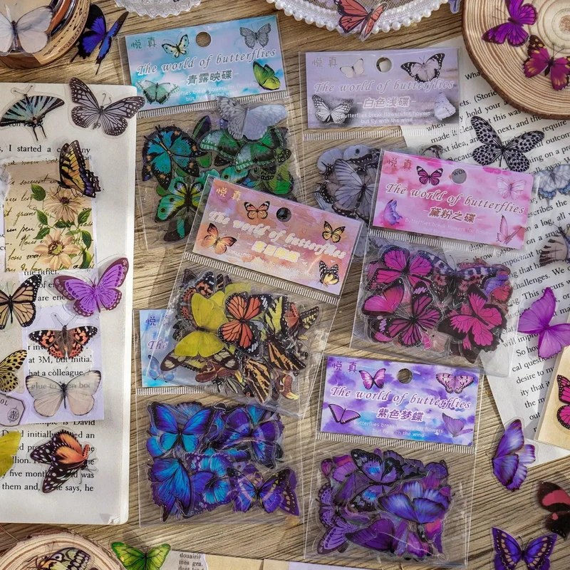 Card Lover 40 Stück [Butterfly Garden Series] Vintage Journal-Aufkleber, wasserfest, Papieraufkleber, Papier, Scrapbooking-Material-Kit