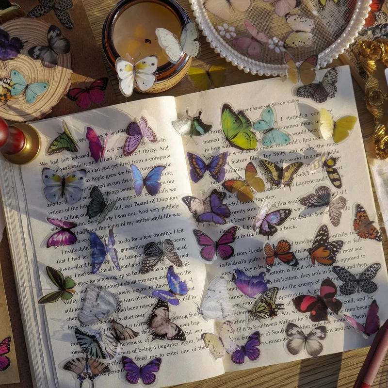 Card Lover 40 Stück [Butterfly Garden Series] Vintage Journal-Aufkleber, wasserfest, Papieraufkleber, Papier, Scrapbooking-Material-Kit