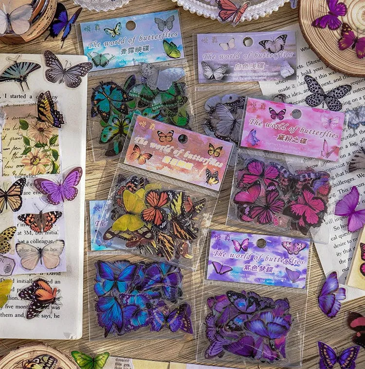 Card Lover 40 Stück [Butterfly Garden Series] Vintage Journal-Aufkleber, wasserfest, Papieraufkleber, Papier, Scrapbooking-Material-Kit