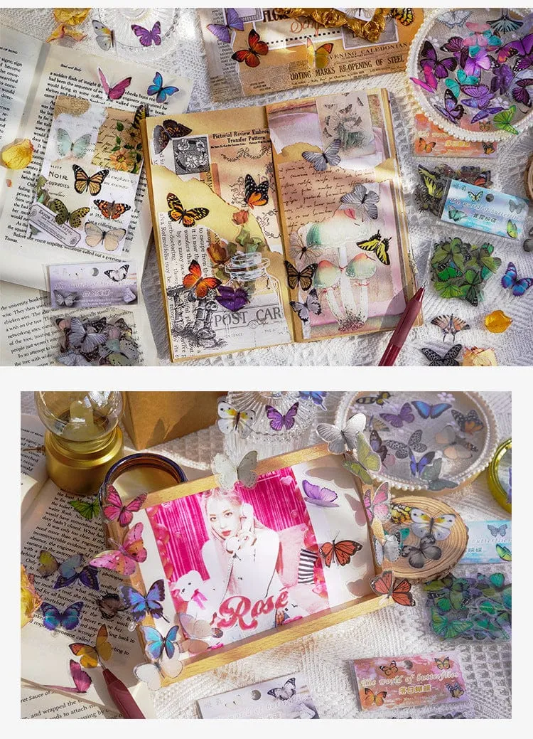 Card Lover 40 Stück [Butterfly Garden Series] Vintage Journal-Aufkleber, wasserfest, Papieraufkleber, Papier, Scrapbooking-Material-Kit