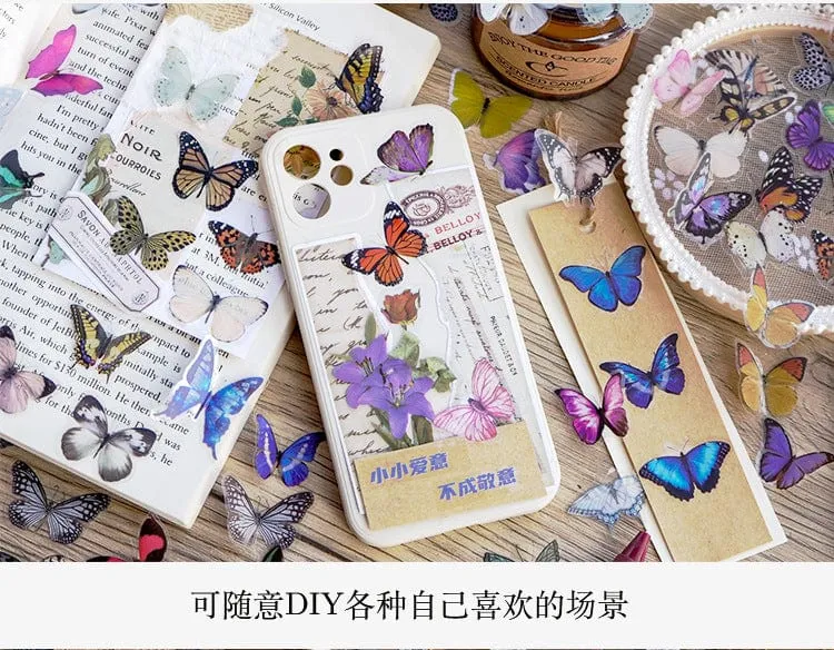 Card Lover 40 Stück [Butterfly Garden Series] Vintage Journal-Aufkleber, wasserfest, Papieraufkleber, Papier, Scrapbooking-Material-Kit