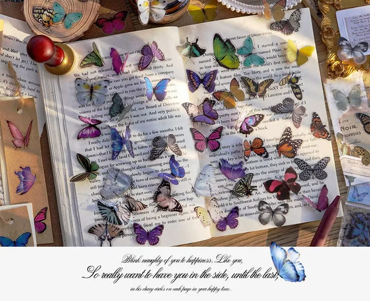 Card Lover 40 Stück [Butterfly Garden Series] Vintage Journal-Aufkleber, wasserfest, Papieraufkleber, Papier, Scrapbooking-Material-Kit