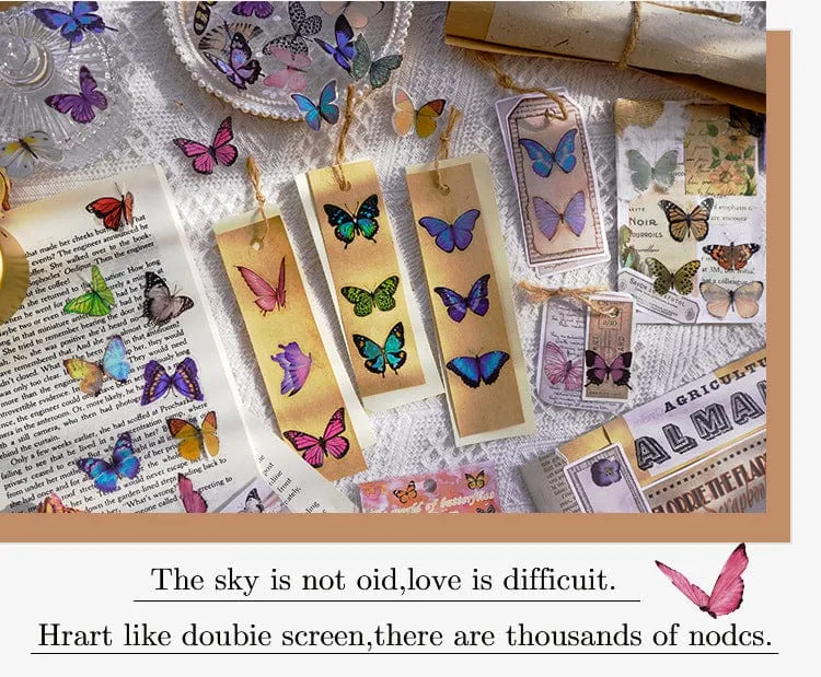 Card Lover 40 Stück [Butterfly Garden Series] Vintage Journal-Aufkleber, wasserfest, Papieraufkleber, Papier, Scrapbooking-Material-Kit