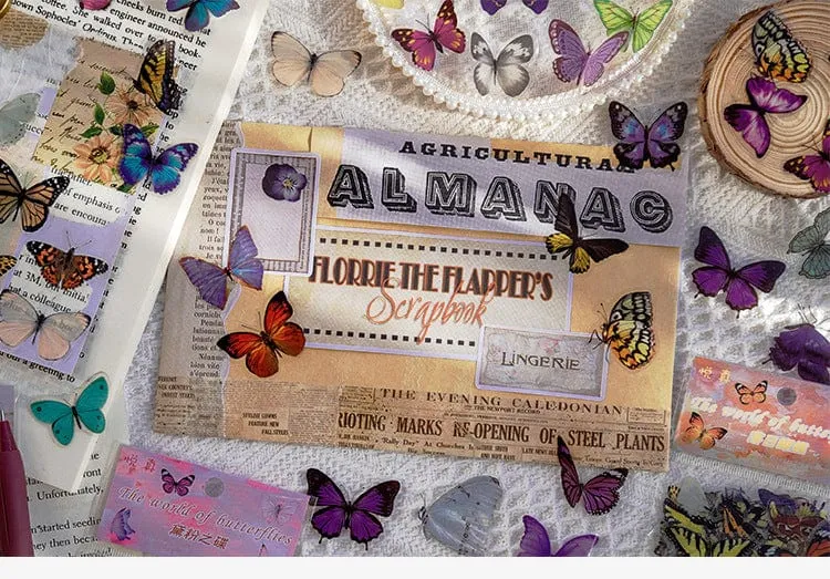 Card Lover 40 Stück [Butterfly Garden Series] Vintage Journal-Aufkleber, wasserfest, Papieraufkleber, Papier, Scrapbooking-Material-Kit