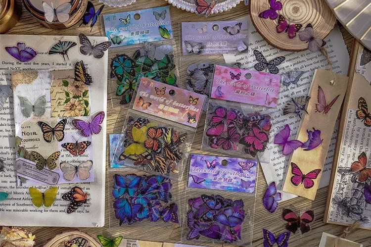 Card Lover 40 Stück [Butterfly Garden Series] Vintage Journal-Aufkleber, wasserfest, Papieraufkleber, Papier, Scrapbooking-Material-Kit