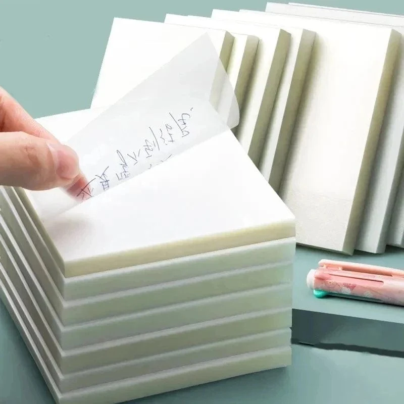 50 Stück transparente Haftnotizen, Notizblock, Kunstdruckpapier, für Schüler, Schule, Büro, Schreibwaren, nicht abdeckend, Indexaufkleber, Planer, Notizblock