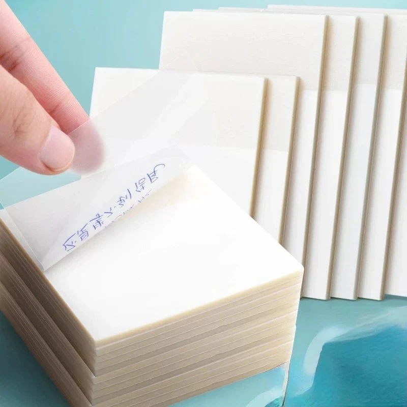 50 Stück transparente Haftnotizen, Notizblock, Kunstdruckpapier, für Schüler, Schule, Büro, Schreibwaren, nicht abdeckend, Indexaufkleber, Planer, Notizblock