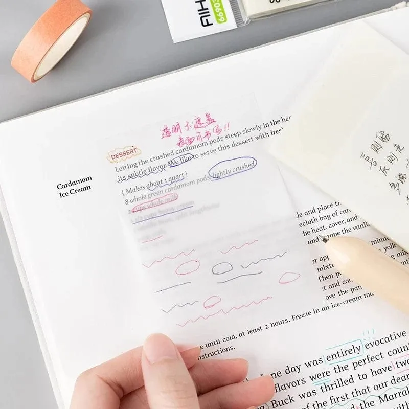 50 Stück transparente Haftnotizen, Notizblock, Kunstdruckpapier, für Schüler, Schule, Büro, Schreibwaren, nicht abdeckend, Indexaufkleber, Planer, Notizblock