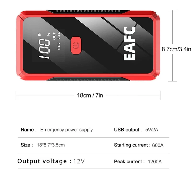 Heißer 600/1200/2000A Tragbare Auto Starthilfe Power Bank Auto Booster Ladegerät 12V Ausgangs Gerät Benzin Diesel auto Booster