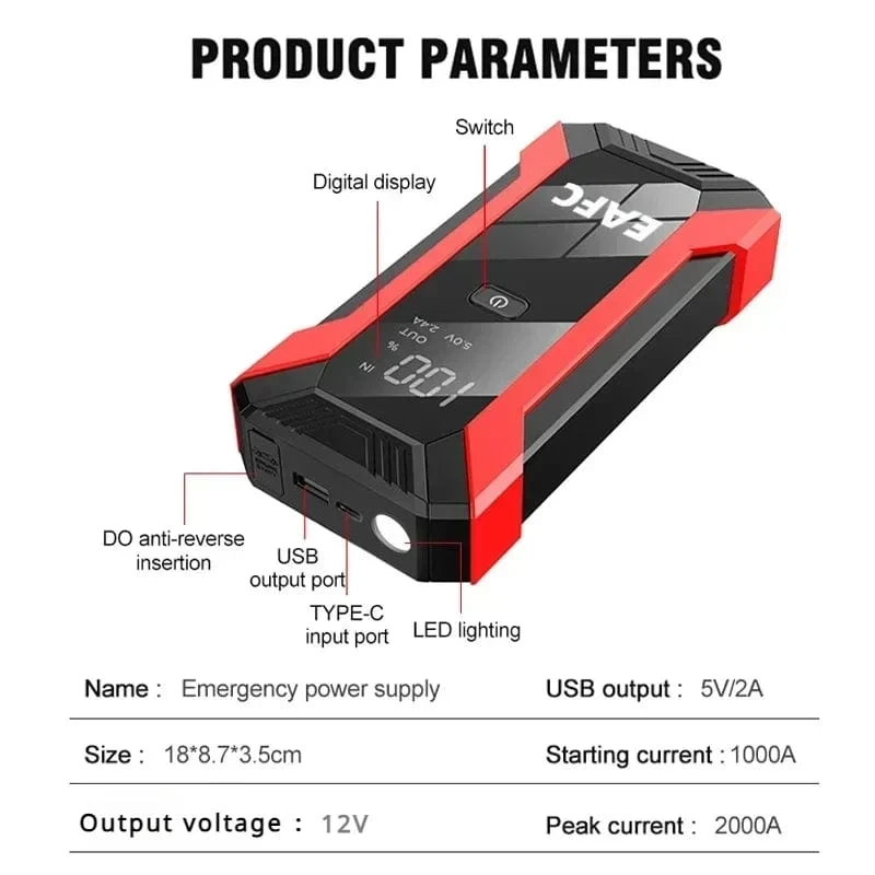 Heißer 600/1200/2000A Tragbare Auto Starthilfe Power Bank Auto Booster Ladegerät 12V Ausgangs Gerät Benzin Diesel auto Booster