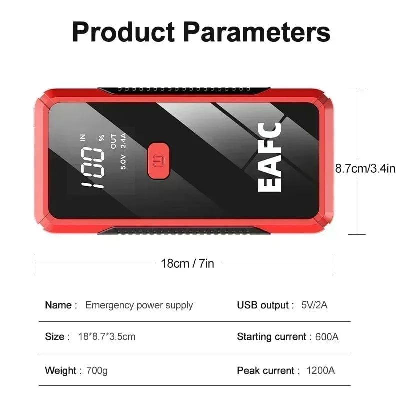 EAFC 12V Auto Starthilfe Power Bank Tragbares Autobatterie-Booster-Ladegerät Startgerät Auto-Notstartbeleuchtung