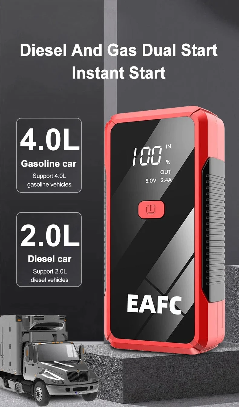 EAFC 12V Auto Starthilfe Power Bank Tragbares Autobatterie-Booster-Ladegerät Startgerät Auto-Notstartbeleuchtung