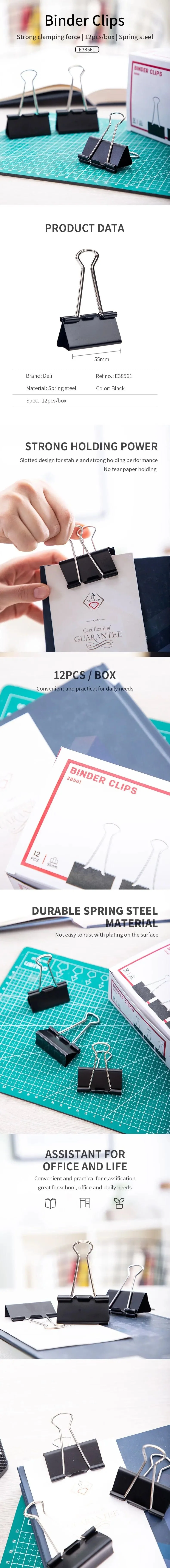Deli 1 Box 51 mm mühelose Binder Clip Klemmen Long Tail Clip Kombination Ordner Lesezeichen Papier Ticket Clip Schule Bürobedarf