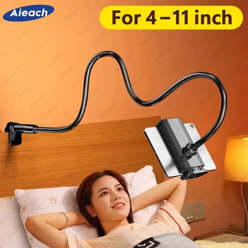 Schwanenhals-Tablet-Ständerhalter für Bett, Schreibtisch, Telefonhalter, flexible lange Armklemme, Tablet-Halterung für iPad, Samsung, Xiaomi, 4.7-11 Zoll