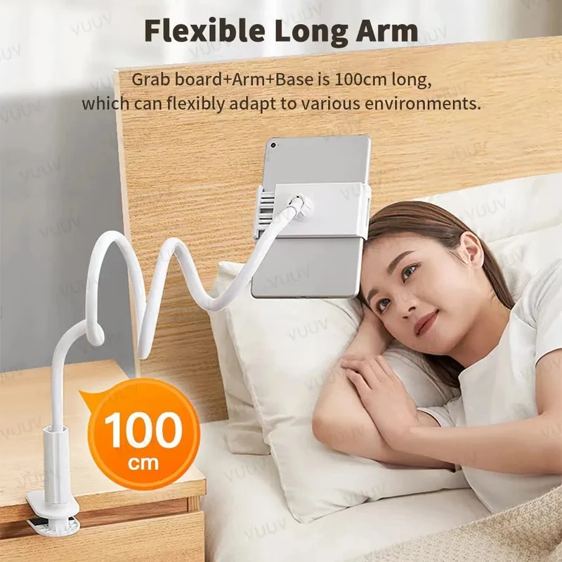 Schwanenhals-Tablet-Ständerhalter für Bett, Schreibtisch, Telefonhalter, flexible lange Armklemme, Tablet-Halterung für iPad, Samsung, Xiaomi, 4.7-11 Zoll