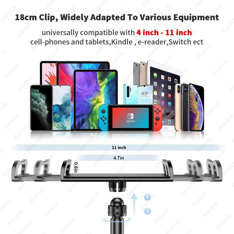 Schwanenhals-Tablet-Ständerhalter für Bett, Schreibtisch, Telefonhalter, flexible lange Armklemme, Tablet-Halterung für iPad, Samsung, Xiaomi, 4.7-11 Zoll