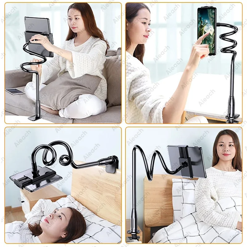 Schwanenhals-Tablet-Ständerhalter für Bett, Schreibtisch, Telefonhalter, flexible lange Armklemme, Tablet-Halterung für iPad, Samsung, Xiaomi, 4.7-11 Zoll