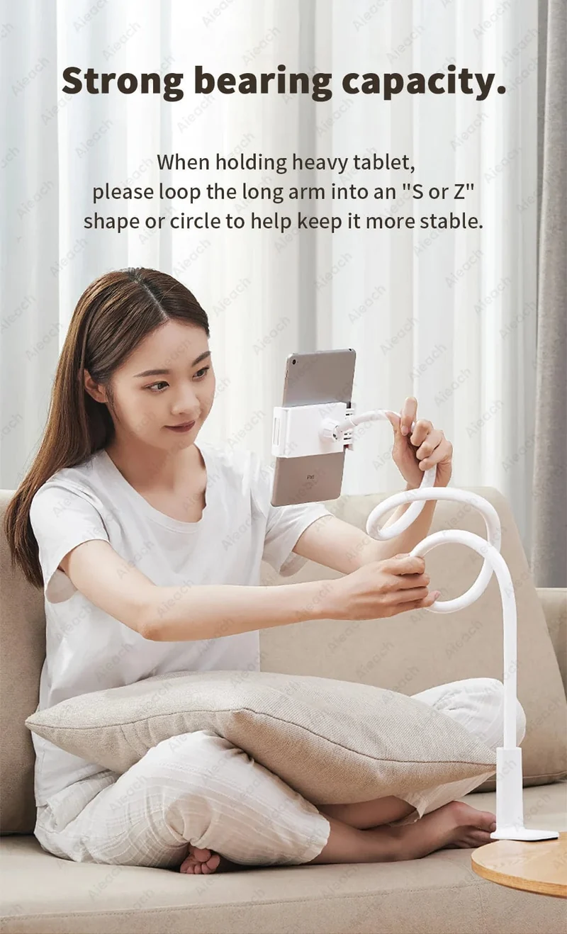 Schwanenhals-Tablet-Ständerhalter für Bett, Schreibtisch, Telefonhalter, flexible lange Armklemme, Tablet-Halterung für iPad, Samsung, Xiaomi, 4.7-11 Zoll