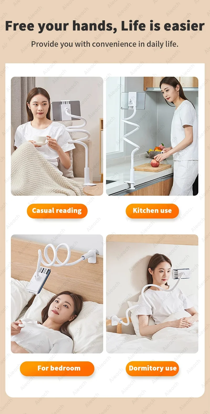 Schwanenhals-Tablet-Ständerhalter für Bett, Schreibtisch, Telefonhalter, flexible lange Armklemme, Tablet-Halterung für iPad, Samsung, Xiaomi, 4.7-11 Zoll
