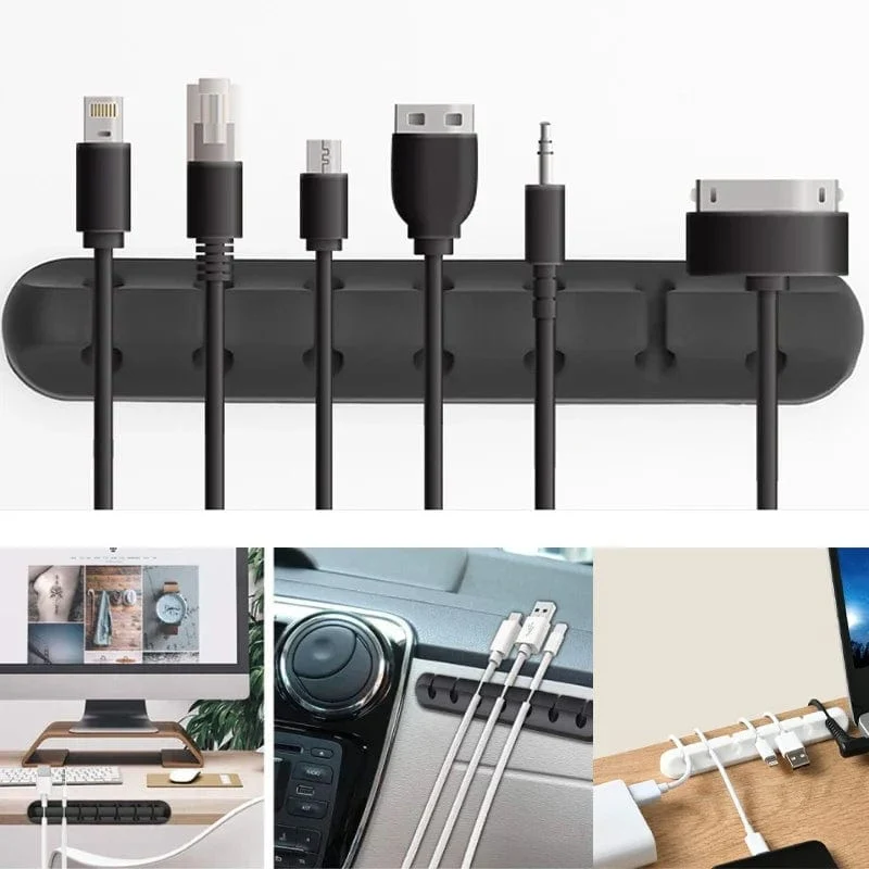 Kabelaufwicklung für den Schreibtisch, selbstklebend, mit 3/5/7 Clips, USB-Ladekabelhalter, mit Draht umwickeltes Kabel, Tisch-Organizer, Bürobedarf