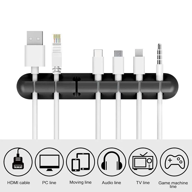 Kabelaufwicklung für den Schreibtisch, selbstklebend, mit 3/5/7 Clips, USB-Ladekabelhalter, mit Draht umwickeltes Kabel, Tisch-Organizer, Bürobedarf
