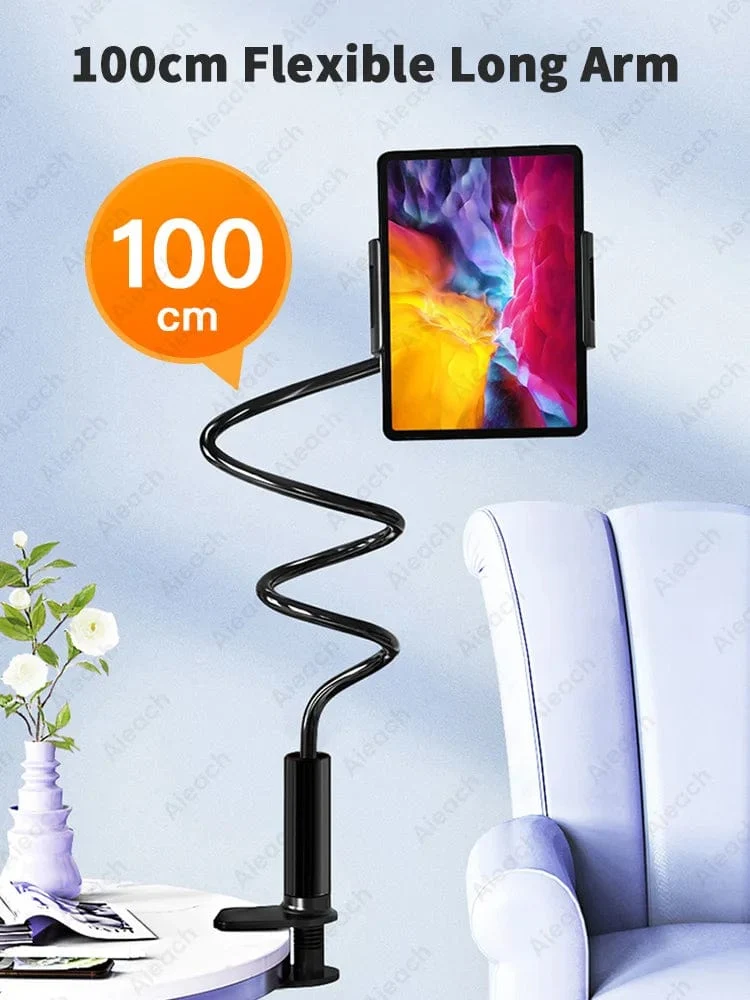 Schwanenhals-Tablet-Halterung für Bett, Schreibtisch, Telefonhalter, flexibler Tablet-Ständer mit langer Armklemme für iPad, Samsung, Xiaomi, 4.7-11 Zoll