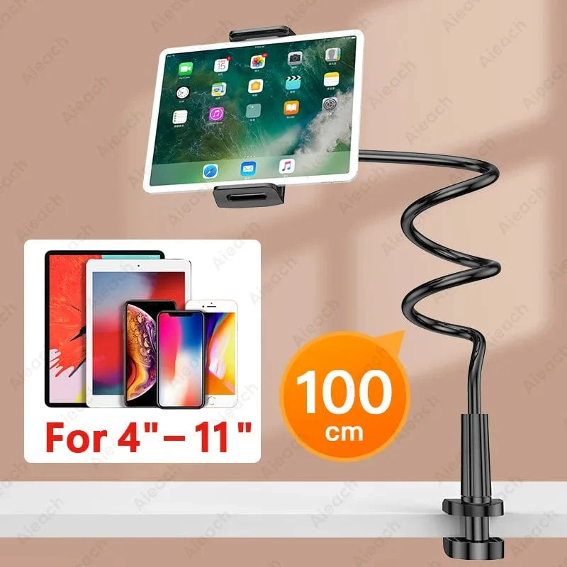 Schwanenhals-Tablet-Halterung für Bett, Schreibtisch, Telefonhalter, flexibler Tablet-Ständer mit langer Armklemme für iPad, Samsung, Xiaomi, 4.7-11 Zoll