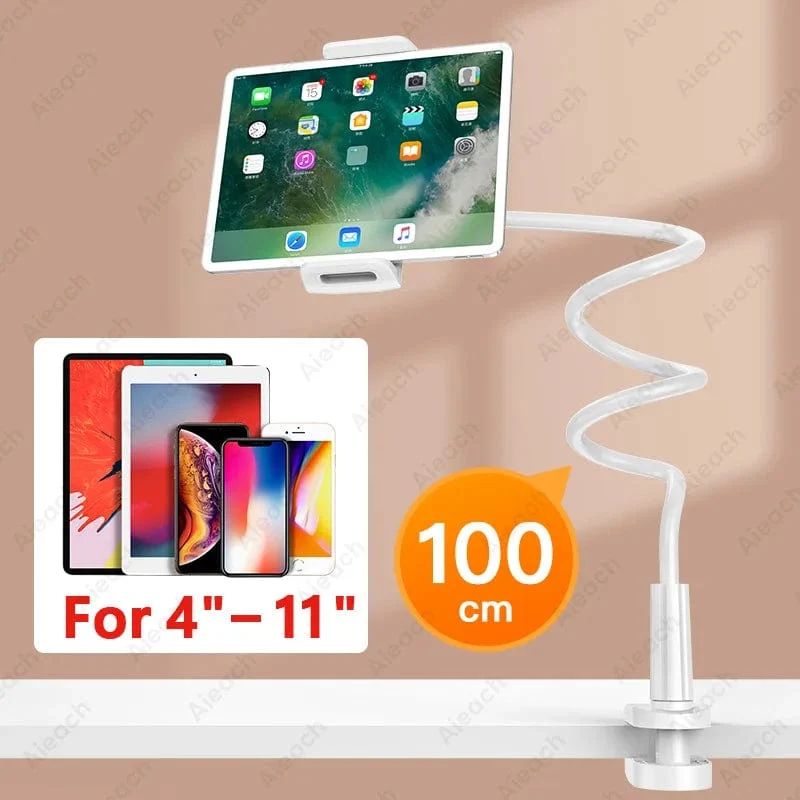 Schwanenhals-Tablet-Halterung für Bett, Schreibtisch, Telefonhalter, flexibler Tablet-Ständer mit langer Armklemme für iPad, Samsung, Xiaomi, 4.7-11 Zoll