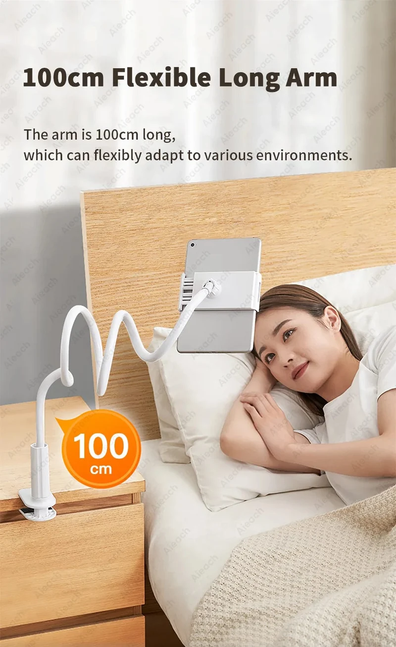 Schwanenhals-Tablet-Halterung für Bett, Schreibtisch, Telefonhalter, flexibler Tablet-Ständer mit langer Armklemme für iPad, Samsung, Xiaomi, 4.7-11 Zoll